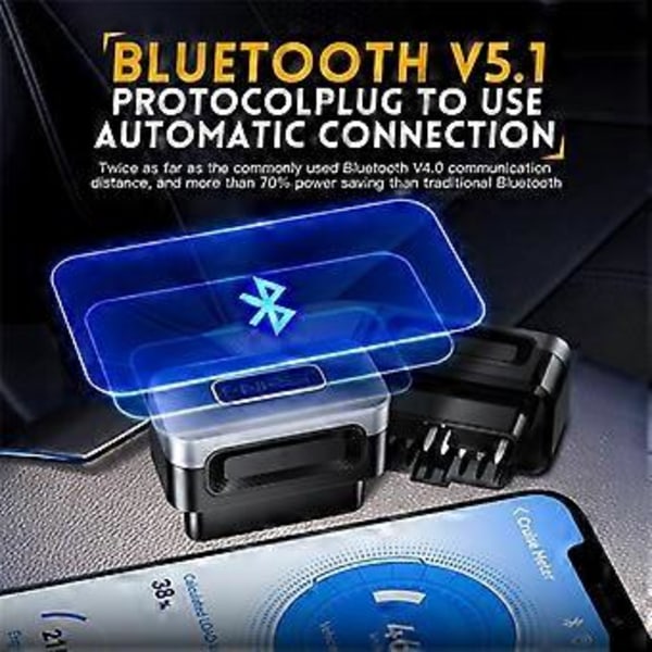 FD10 OBD2 Bilscanner Felkodsläsare Rensa Fel OBD Diagnostikverktyg för IOS Android Bluetooth 5.1 Kontrollera Motorlampa