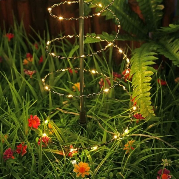 Christmas Lights Solar Outdoor Spiral Julgran Metall med LED, Christmas Fairy Lights med 8 lägen för trädgård, gård, balkong, uppfart