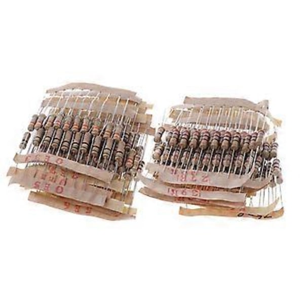 300st Motståndskit 1W 5% 0.1-750 Ohm Kolmotstånd 30 Värden Resistans Set