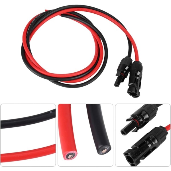 4mm² / 12AWG aurinkopaneelin jatkokaapeli naaras- ja urosliittimellä (5m punainen + 5m musta)