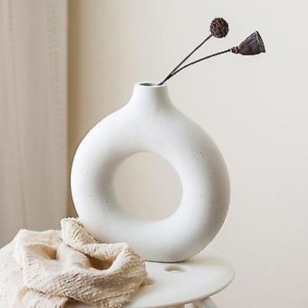 Nordisk Ringformet Vase, Nordisk Ringformet Vase Keramisk Blomstervase Moderne Dekorative Vaser Bygget til Professionelle