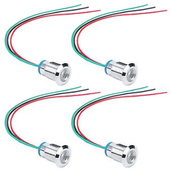 4 Sæt Indikator LED Lys Vandtæt Fælles Anode Industrielle Kontrolkomponenter 12mm 110-220VRød og Grøn