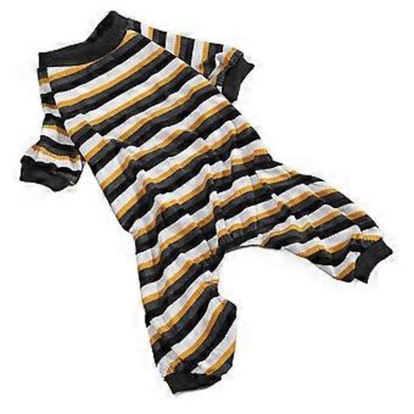 Hundpyjamas 4-bent Mjuk Stretchig Varm Förhindrar Slickande Randig Valp Jumpsuit Sovkläder för Kallt Väder XL