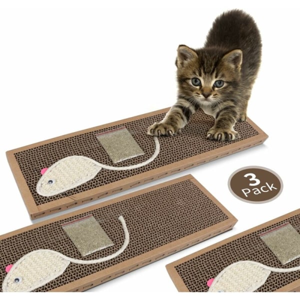 3 x Cat Scratching Board med Sisal Kitten Scratching Board med gratis kattemynte, (38 12,5 1,8) cm
