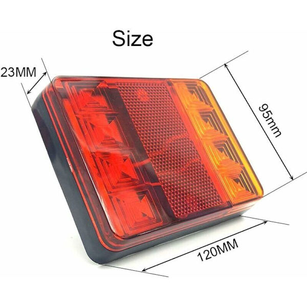 2PCS Vattentäta 8 LED Bakljus Röd Gul Bak DC 12V för Släpvagn Lastbil Båt Bil Styling Varning..