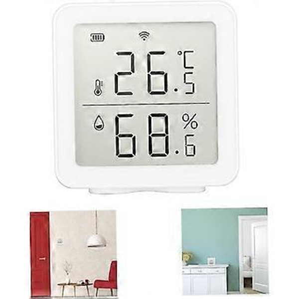 Temperatur Fugtighedsmåler Hjemmekontor LCD Temperatur- og Fugtighedsmålingsinstrument WiFi-forbindelse