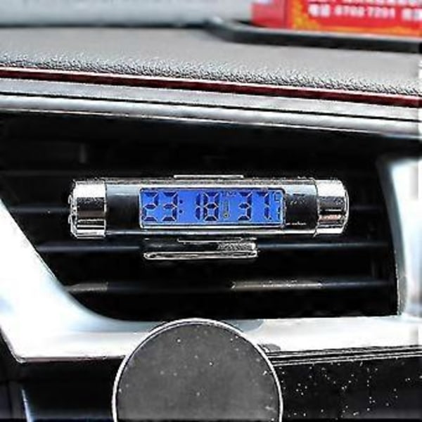 3-i-1 Fordonsinteriör Vädertermometer, Bil, Digital Klocka, Monitor, Clip-on För Lastbil Bil Fläkt 2st