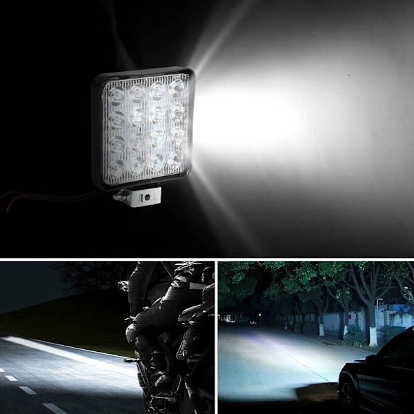 2 stk. 48w 6000k LED-spotlys arbejdslamper lampe traktor Suv lastbil 4wd 12v 24v