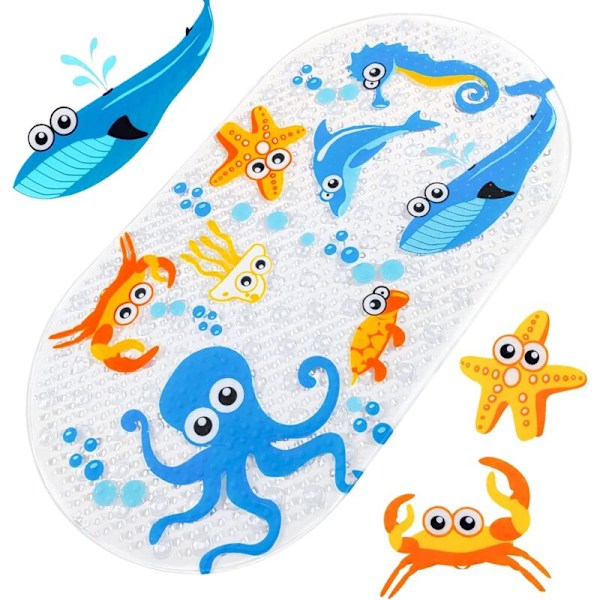 Kids Bath Mats Baby Bath Mat Colorful Non-Slip Bathtub Mat Bath Mat Ocean Squid Carton Design 69 38CM