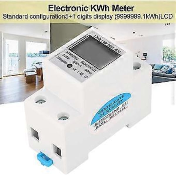 Digital elmåler 220v 5(80)a Enkeltfaset 2-leder 2p Digital elektrisk elmåler i