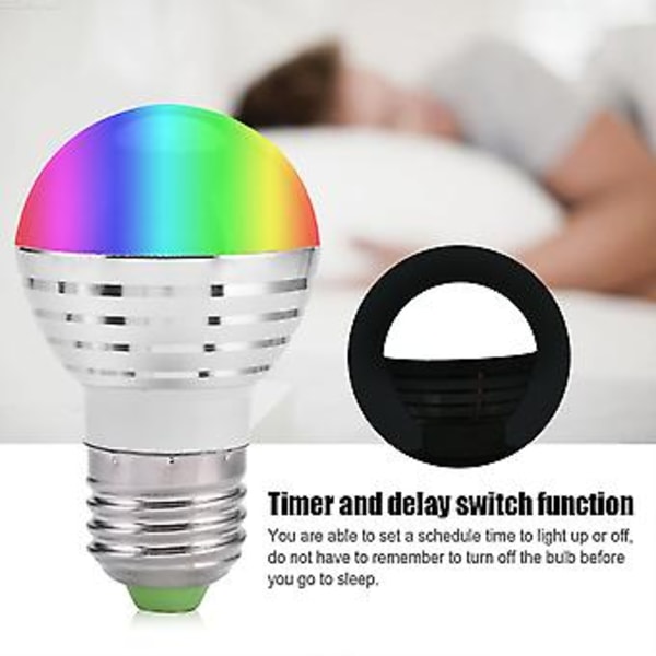E27 3W RGB LED Färgskiftande Ljuslampa med Fjärrkontroll