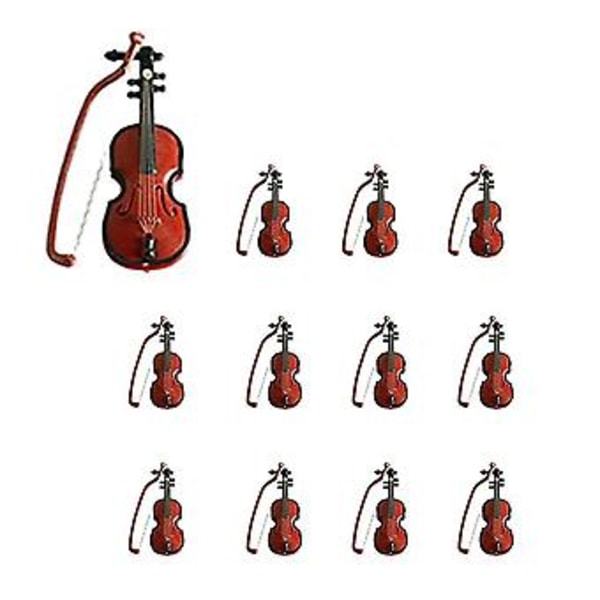 12 Sett Mini Fiolin Julefiolin Modell Skrivebordsinstrument Pynt Mini Fiolin Ornamenter Chris
