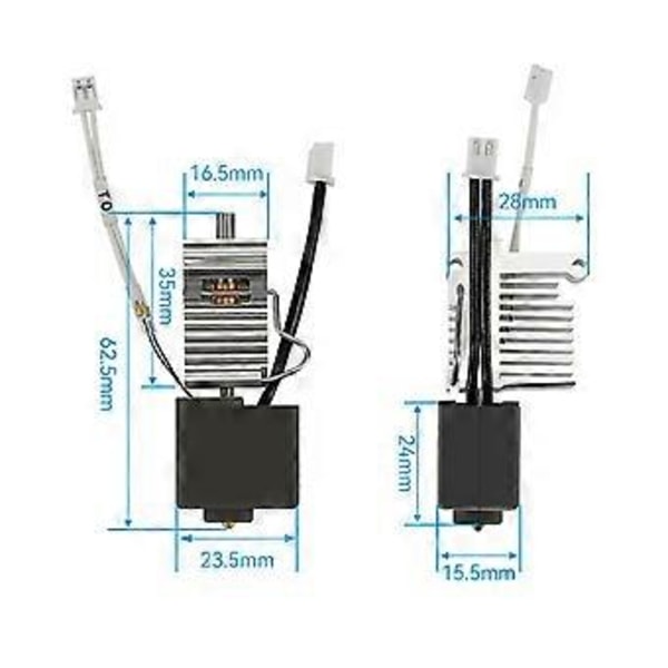 3D-skrivare Hotend Kit för Kobra3 Extruder Hotend med kylfläns, helmetall Hotend med 0,4 mm mässingsmunstycke