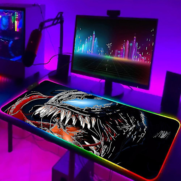 Venom Villain Rgb Musemåtte Med Baggrundsbelyst Led - Game Player Måt (300x800x3)