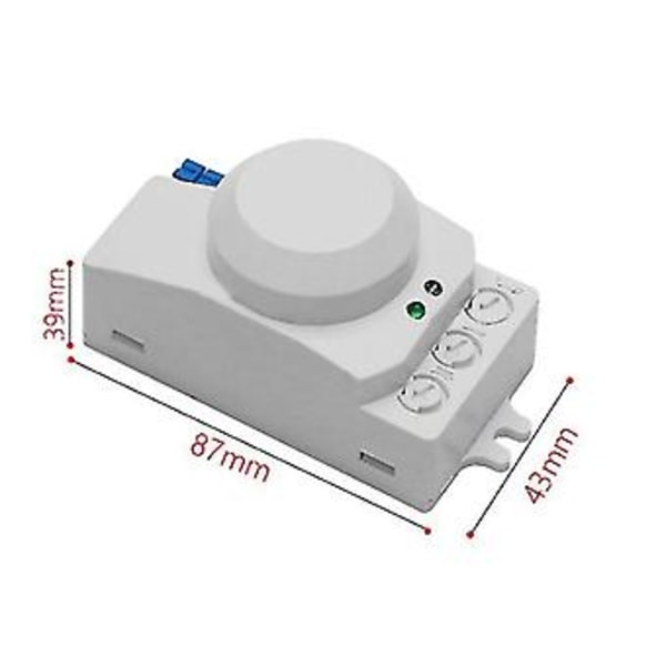 5.8 GHz HF Järjestelmä LED Mikroaalto 360 Asteen Liiketunnistin Valokytkin Kehon Liiketunnistin, valkoinen