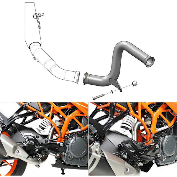 Katalytisk konverter fjern de-cat eksos mellomrør motorsykkel modifikasjon passer for 125 250 390 RC390 2017+