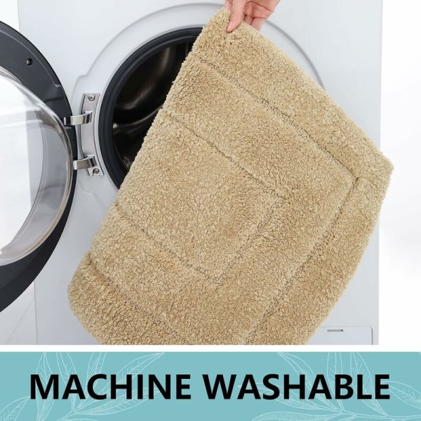 Bademåtte skridsikker absorberende 40x60cm brusebadsmåtte tyk blød badeværelsestæppe mikrofiber maskinvaskbar beige