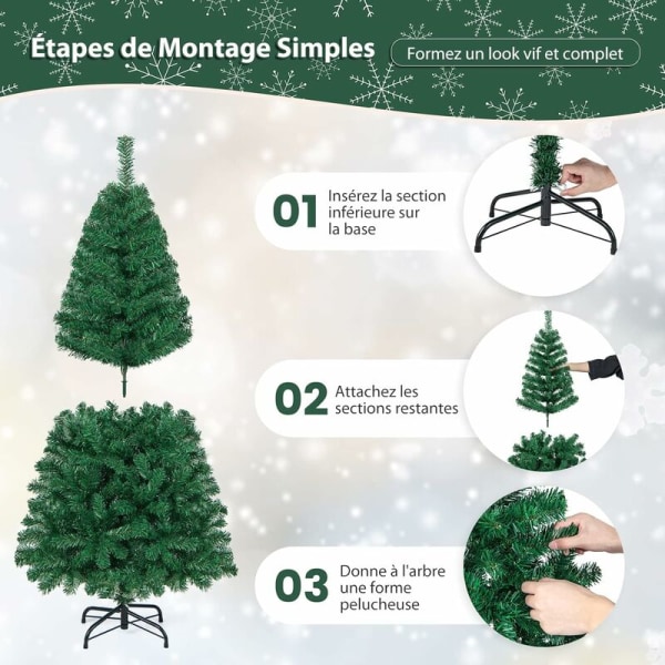 Kunstig juletre for juledekorasjon PVC-materiale med metallbase Naturgrønn (1,5 m)