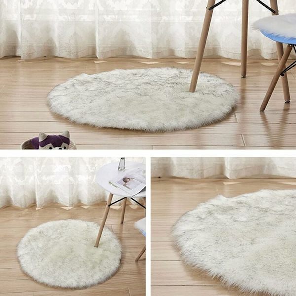Faux pälsfårskinn matta Faux fleece stolsöverdrag sittdyna mjuk fluffig lurvig matta för vardagsrum sovrum soffa golvmattor (vit, 9