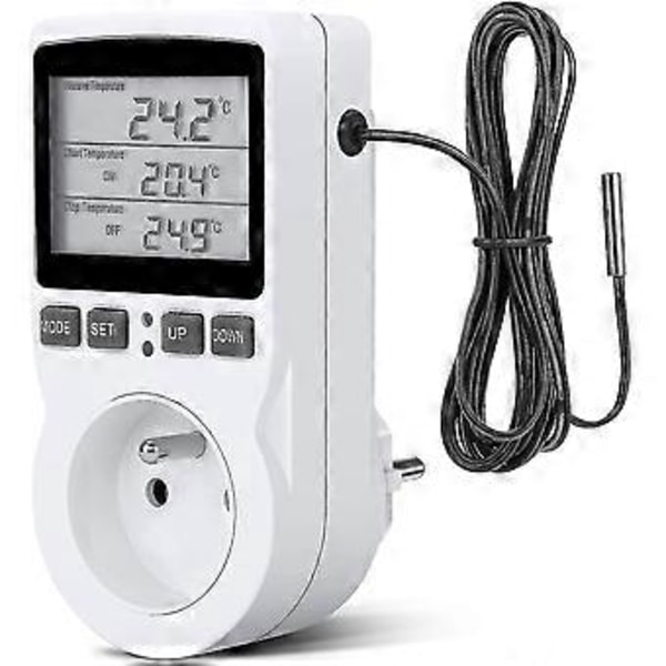 Digitaalinen lämpötilansäädin, lämmitys-jäähdytys termostaattipistorasia LCD-lämpötilansäädin, 230 V F