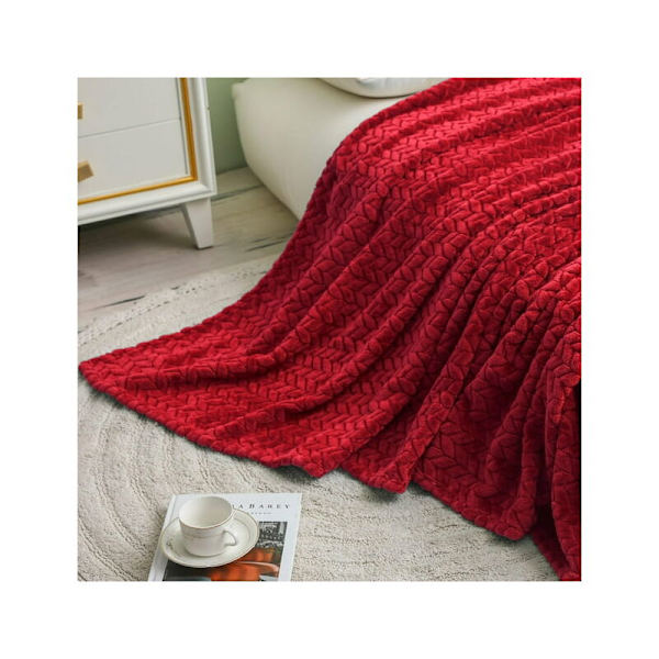 Supermjuk flanellfilt, högkvalitativ mikrofiber, röd 127 x 178 cm, mysig och varm, lämplig för alla årstider