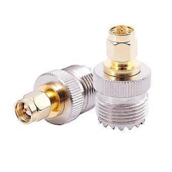 2x SMA Hane Till UHF Hona SO239 SO-239 Jumperkontakt RF Adapter Anslutning -259 Guld