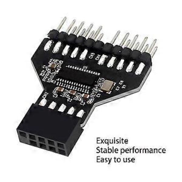 Emolevyn USB 9-nastainen liitäntäotsikon jakaja 1–2 laajennusadapteri PC-emolevyn liittimelle