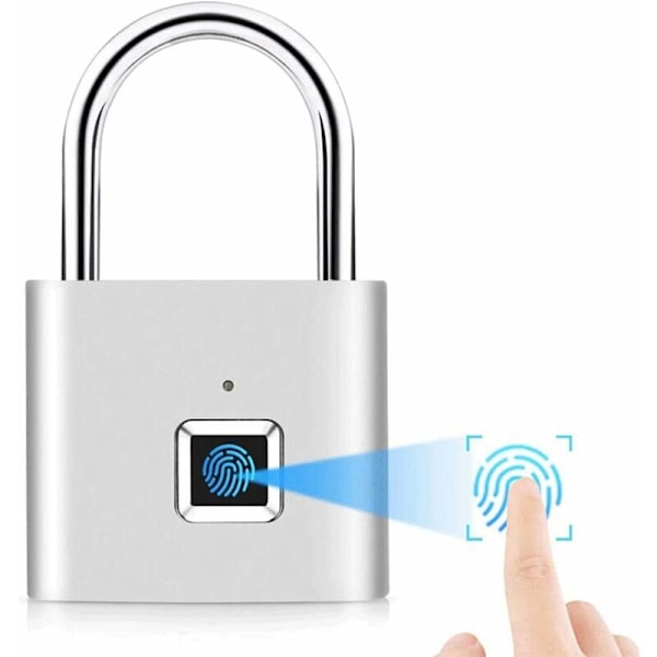 Smart Fingerprint Lock USB Charging, IP65 Waterproof Padlock for Lockers, Suitcases, Backpacks, etc. can support 10 sets of fingerprints.