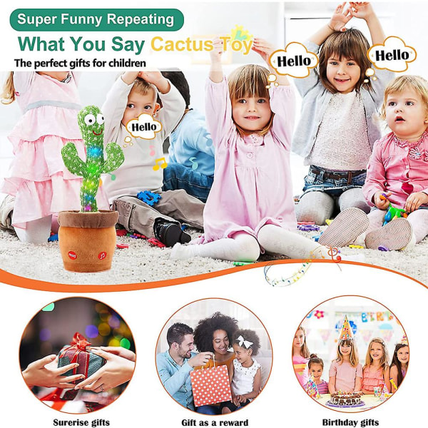 Dancing Cactus Baby Legetøj 6 til 12 måneder, Talking Cactus Legetøj gentager, hvad du siger Baby Boy Toys Style2