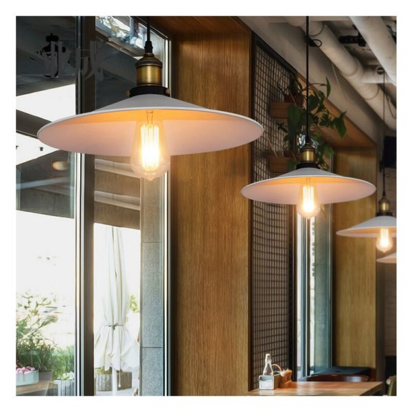 E27 loftspendel Edison Style lysekrone Metal Hvid hængende lampeskærm