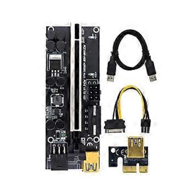 PCI-E Riser -kortti, jossa 8 kiinteää kondensaattoria, USB 3.0 -kaapeli, 3 virtavaihtoehtoa, 2 LED-valoa