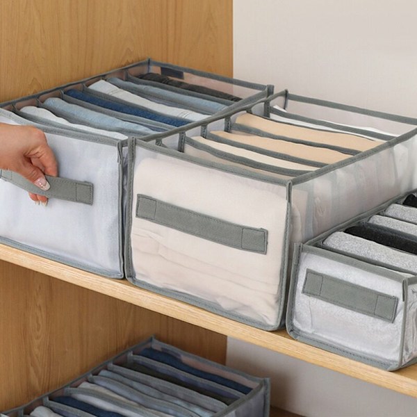 Sammenklappelig skabarrangør skuffedeler arrangør til jeans undertøj sokker opbevaringsboks bukser opbevaringsarrangør 3 stykker serie