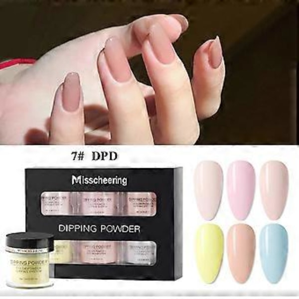 10ml Dipp Nagelpulver Nagelkonst Glitterpulver Set 6 Färger för Fransk Nagel Förlängning Nagel Manikyr Set Inget UV/LED Nagellampa Behövs