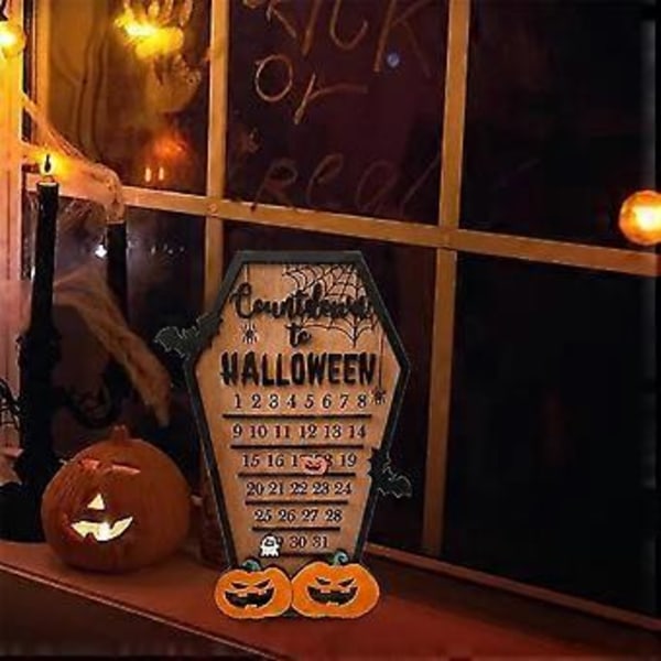Halloween Party Adventskalender Nedtelling DIY Flyttbar Treblokk/nummer, Hjemmepynt, Hengende Avtakbare Dekorasjoner