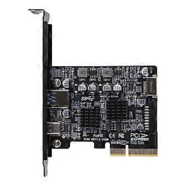 2-Port PCI-E X4 Riser-kort PCIe till USB3.2 Gen 2 Adapter Riser Add-on-kort