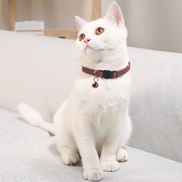12 st reflekterande katthalsband, justerbara katthalsband med klockor, kattunghalsband, justerbara halsband