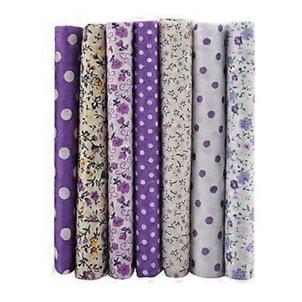 7 st 25*25cm Bomullstyg DIY Blandade Rutor Förklippt Sängkläder Kit Kvartals Bundle Lila Prick