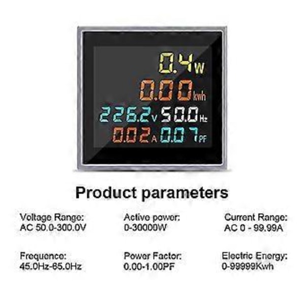 AC Ström Spänning Ampere 6in1 Monitor AC 50.0-300.0V 100A Volt Amp Wattmätare Med Strömtransformator
