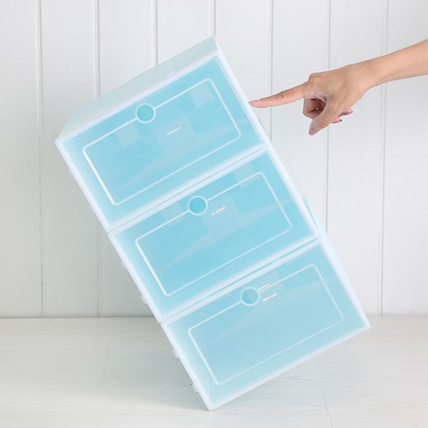 Godisfärgad 6-delad skoskåp, transparent plast skoförvaringslåda, rektangulär skoskåpsförvaringslåda