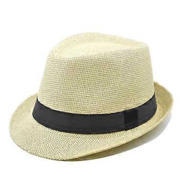Fashion Retro Hul Curling Gentleman Stråhat Rullebælte Jazz Hat Kvinde Udendørs Strand Solhat