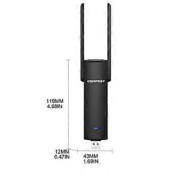 Trådløs WiFi Adapter USB3.0 WiFi5 Donge Fri Driver 1200Mbps USB Ethernet 2.4G 5G Dual Band 802.11ac Wi-Fi Nettverkskort