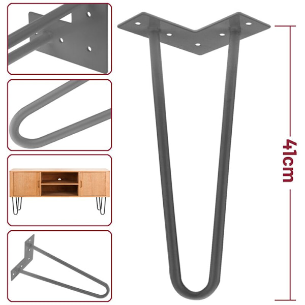 Stål bordben med 2 stenger 41cm 4-pakning
