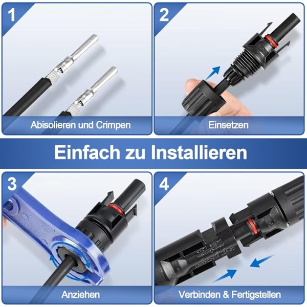 10 par MC4 solcellepanel stik, PV han/hun stik, dobbelt ring vandtæt tætning, til solcellepanel kabel tilbehør