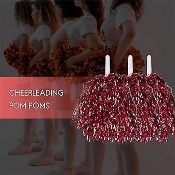 24 kpl Cheerleading Pom Pomit Metallinhohtoiset Folio Cheer Pom Pomit Muovikahvalla Aikuisille Lapsille Cheerl