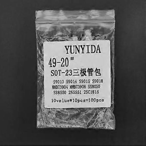 100st SOT-23 SMD Transistor Provpaket 10 Sorter Triod