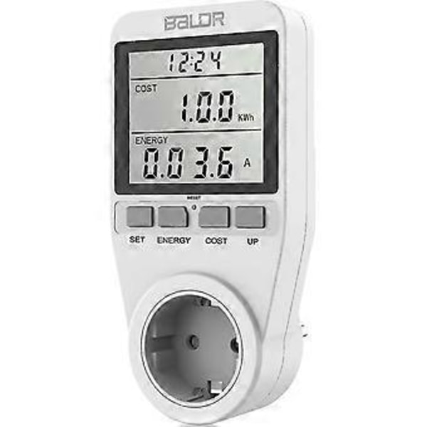 Elmätare 3680w, Elmätare För Uttag, Energikostnadsmätare Med Stor LCD-skärm Och Maximalt Överbelastningsskydd, Elmätare För