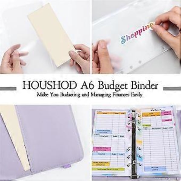 A6 Gradient Macaron Binder Hånd Ledger Notesbog Læder PU Løsbladet Bog Kontant Budget Bog med Lynlåspose, Grøn