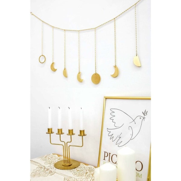 Månskensfas Garland med kedjor Boho Guld Skinande Fas Vägghängande Prydnader Semester Måne Häng Konst Rum Dekor för Sovrum Vardagsrum Apart