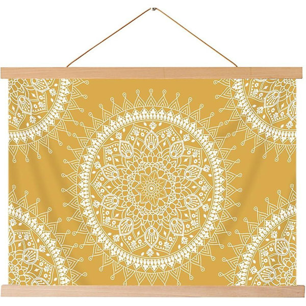 Bohemian-seinävaate, Mandala Hippie -suosittu seinävaate, lämmin kultainen oranssi rantamatto, 59 x 51 tuumaa