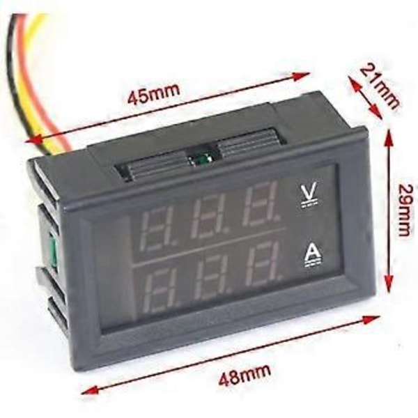 Digital Dubbel LED Display Voltmeter DC 4.5V Till 30V Amperemeter 0 Till 50A Spänningsströmsmätare (d-4)
